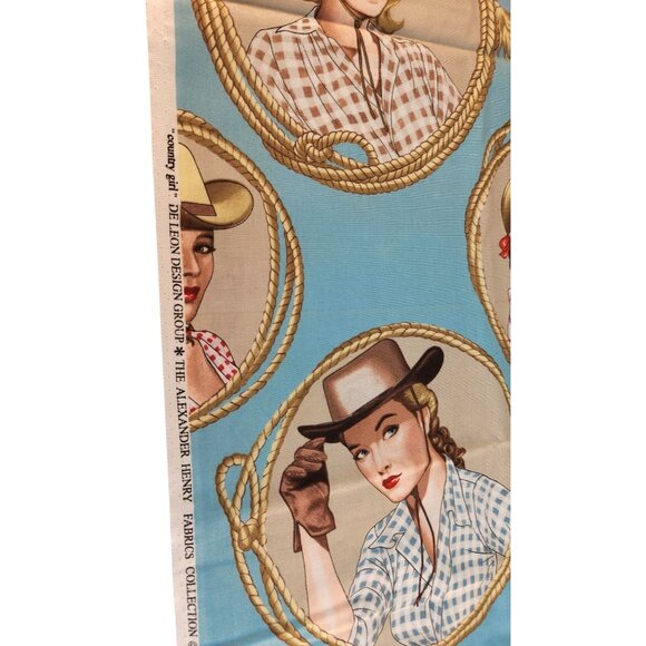 Alexander Henry Fabrics 2023 Design Group Western Cowgirl Retro 1 Yard x 45” - Picture 13 of 14